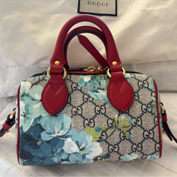 Gucci Blooms Floral Canvas and Red Leather Women's Mini Bag Brand New - Picture 2 of 8